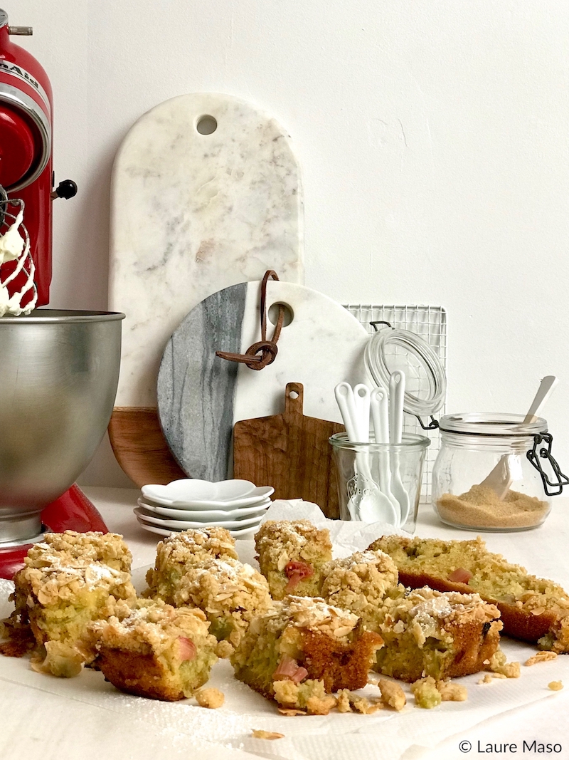 blog culinaire labelaure photo recette crumb cake rhubarbe crème chantilly