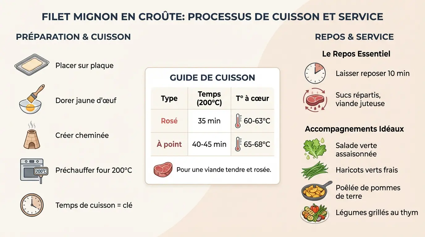 Filet mignon en croûte doré sortant du four prêt pour le service