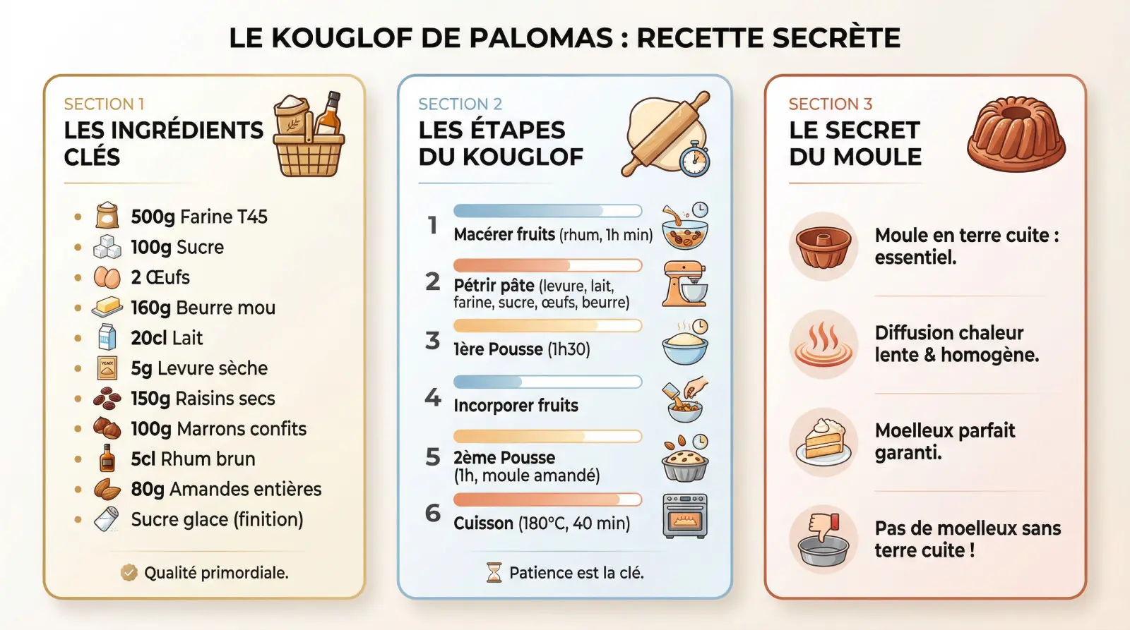 Kouglof de Palomas traditionnel aux marrons et raisins cuit dans un moule en terre cuite