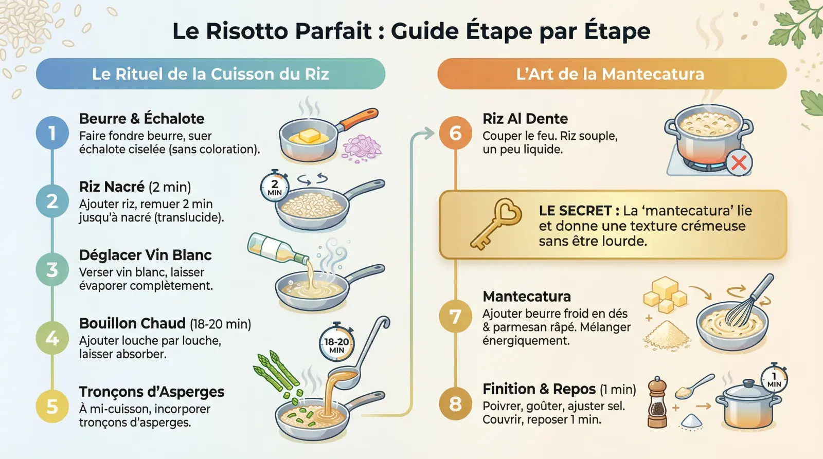 <strong>Préparation du risotto aux asperges vertes</strong> dans une sauteuse »></p><div style=