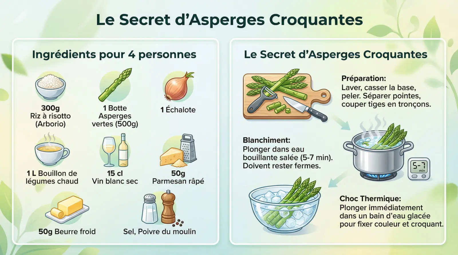 Préparation des asperges vertes pour le risotto