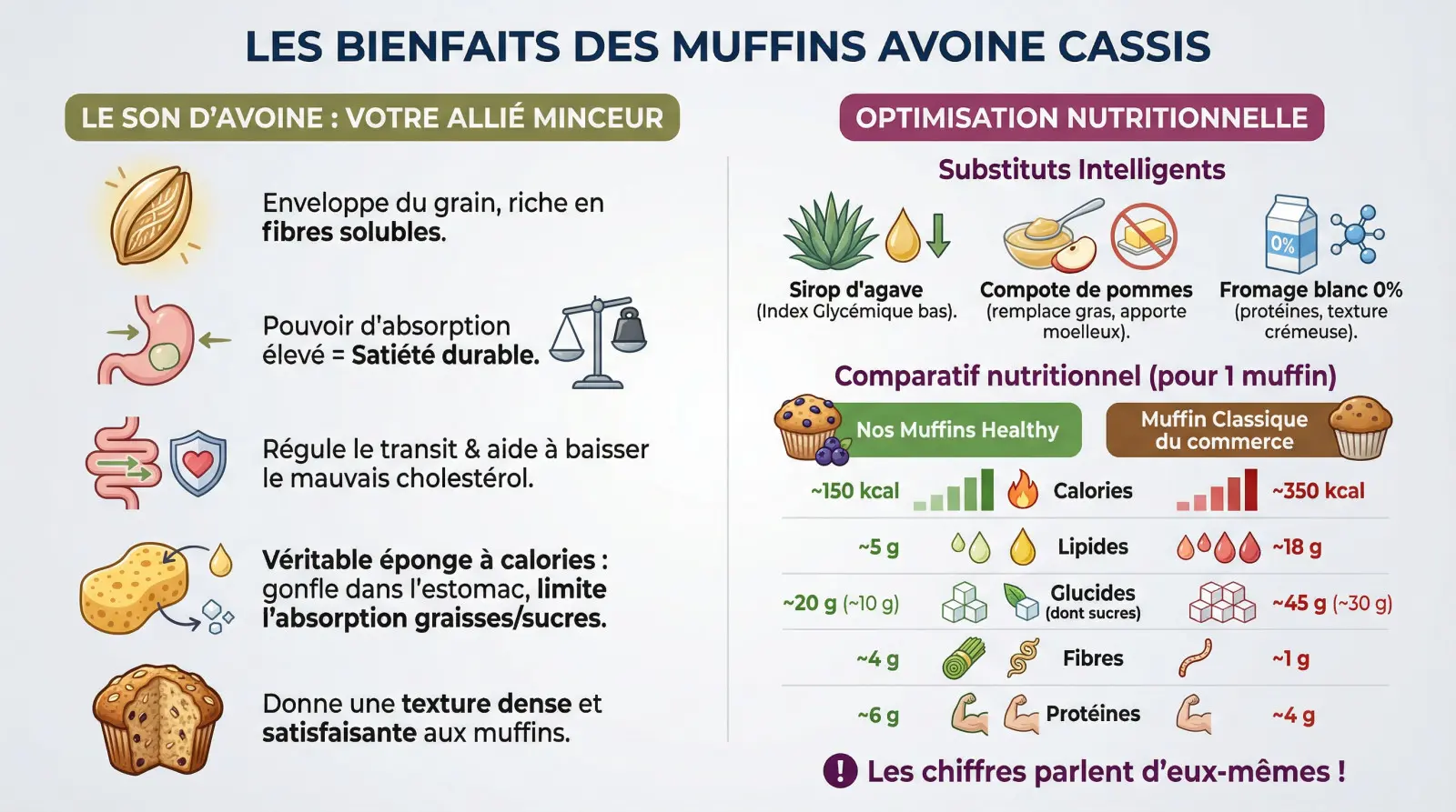 Muffins sains avoine cassis avec ingrédients naturels