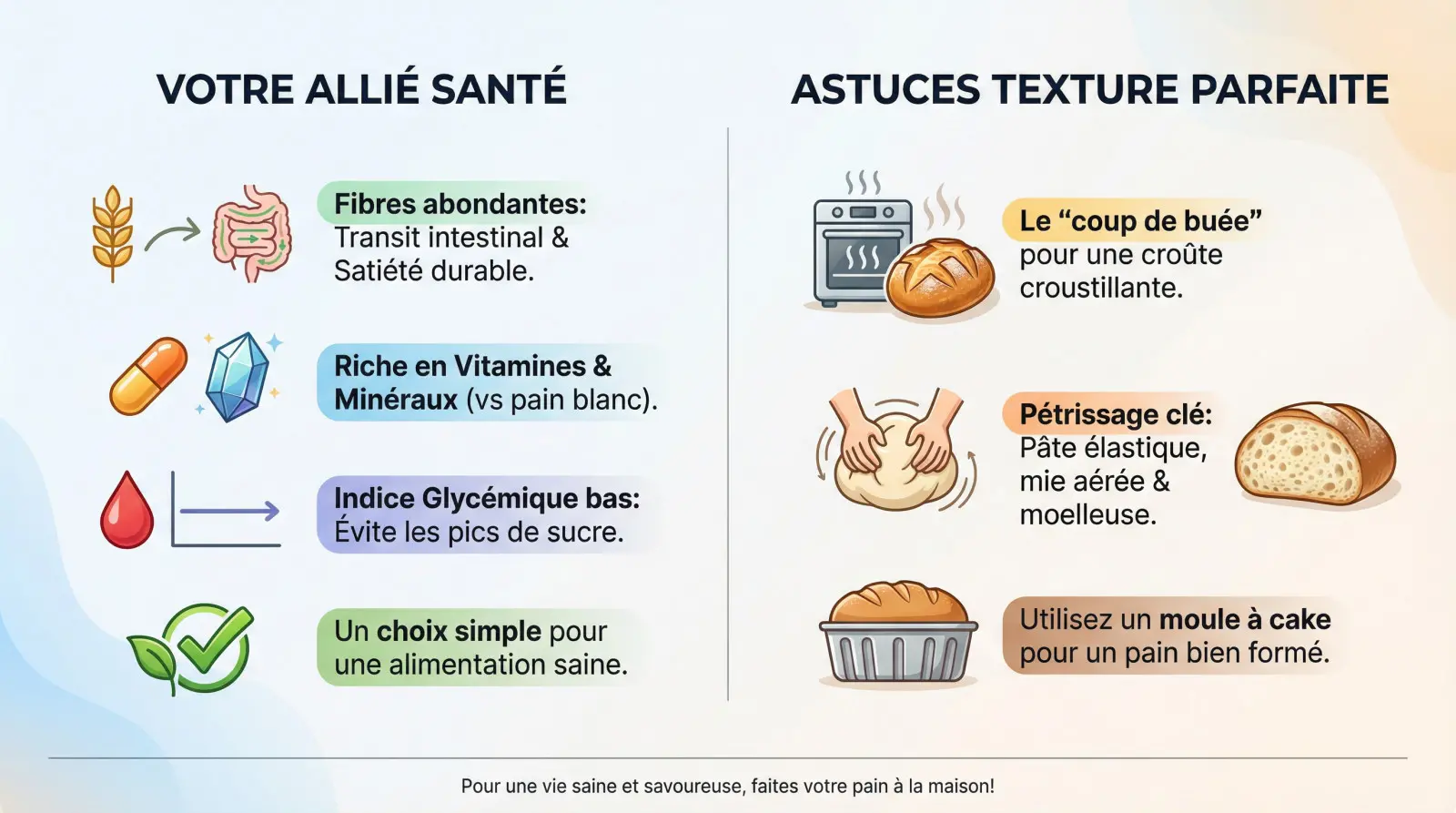 Pain complet maison riche en fibres avec une croûte dorée et croustillante