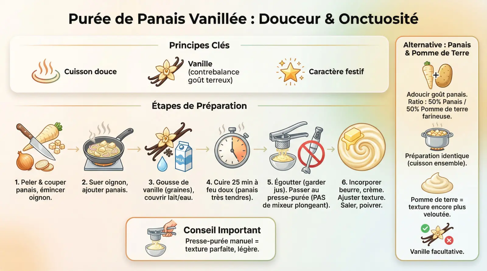 Purée de panais onctueuse à la vanille servie dans un bol
