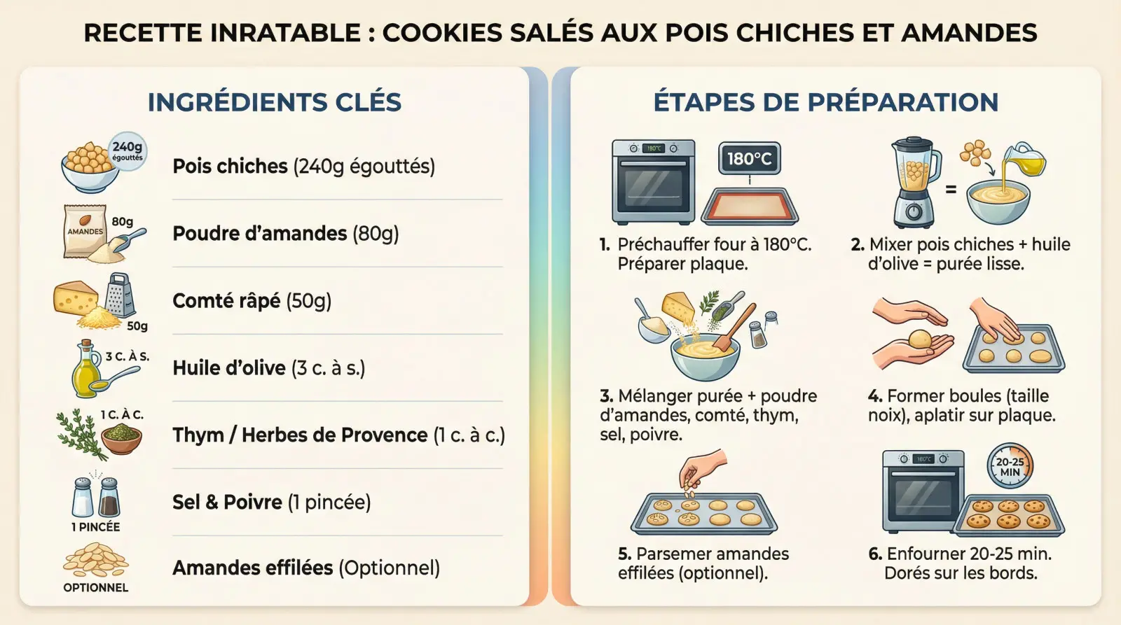 Cookies salés pois chiches amandes dorés à la sortie du four