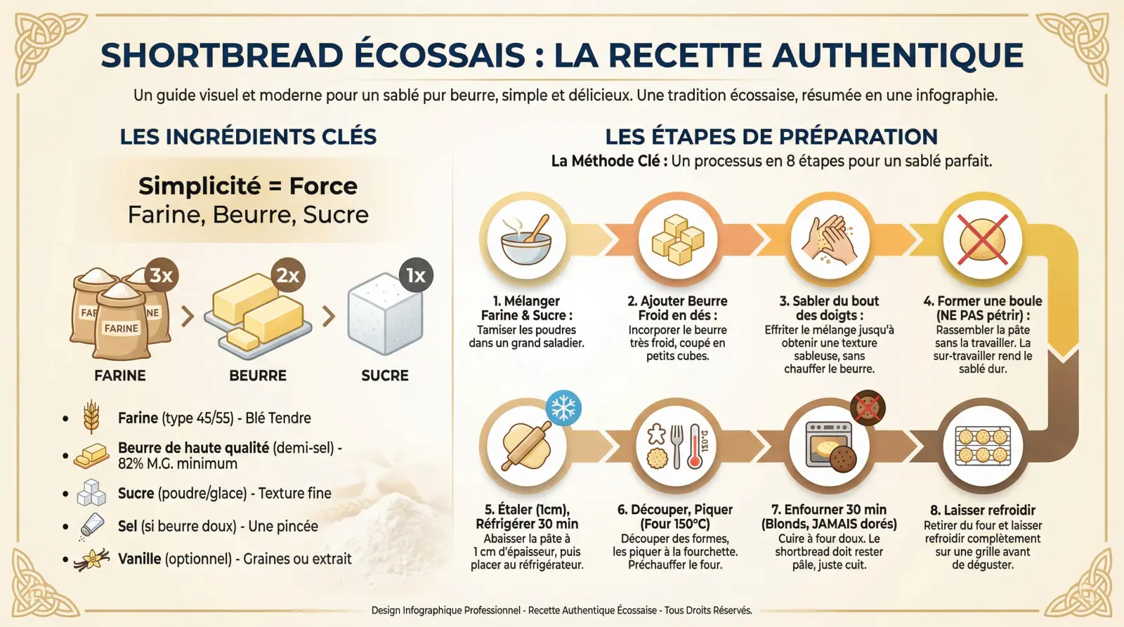 Shortbread écossais authentique et friable sur une table en bois
