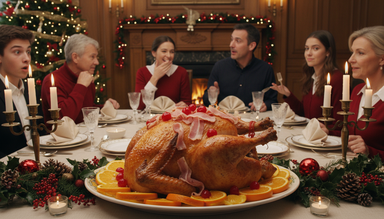 découvrez la recette originale du chapon de noël aux cerises, jambon fumé et oranges, un plat surprenant qui suscite le débat dans les foyers. parfait pour étonner vos convives lors des fêtes.