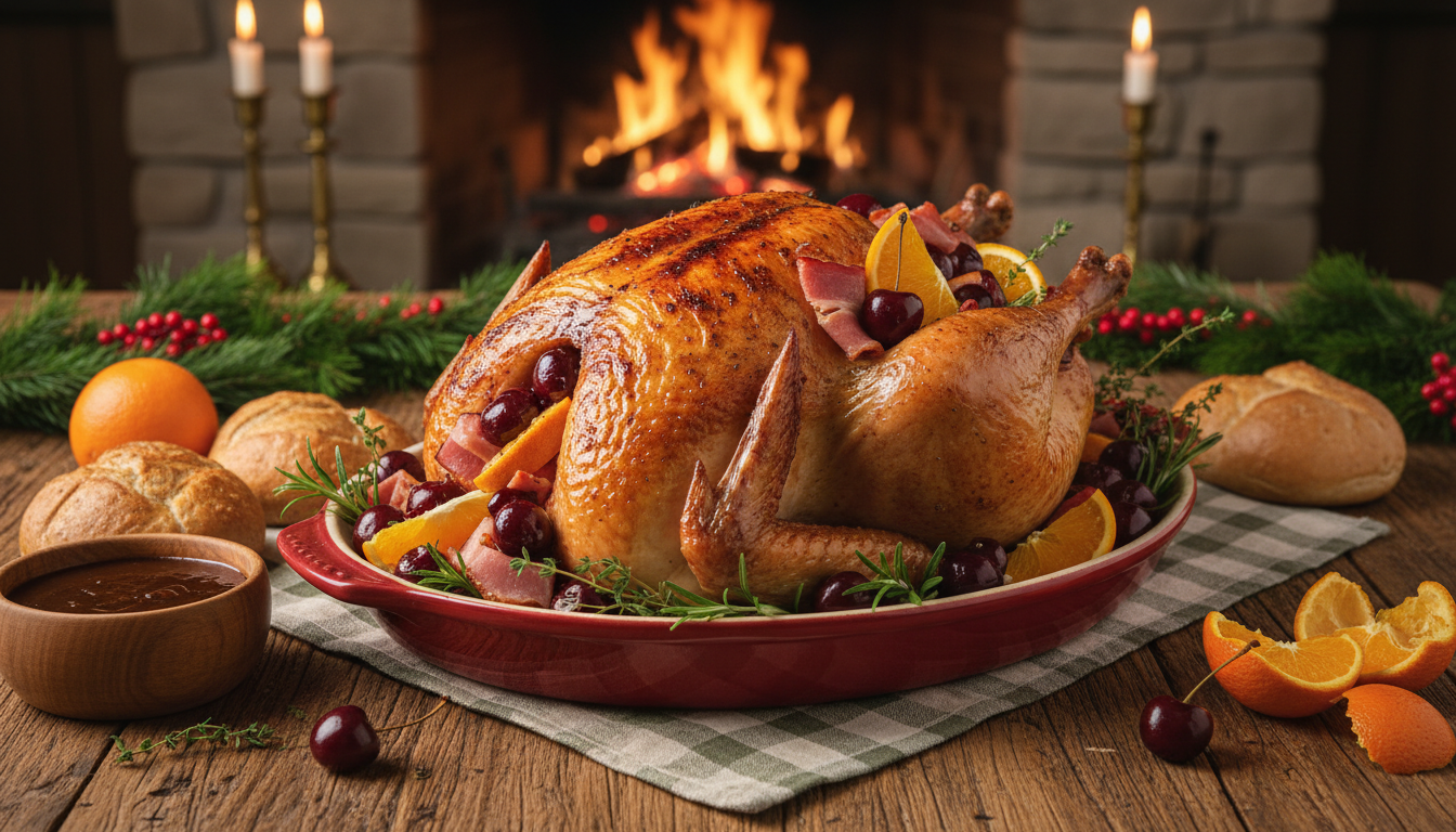 découvrez une recette de chapon de noël surprenante aux cerises, jambon fumé et oranges, qui divise les avis et anime les débats culinaires dans les foyers.
