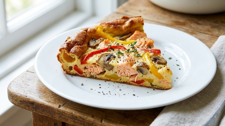découvrez notre recette de clafoutis aérien au saumon, accompagné de poivrons croquants et de champignons savoureux, pour un plat léger et plein de saveurs.