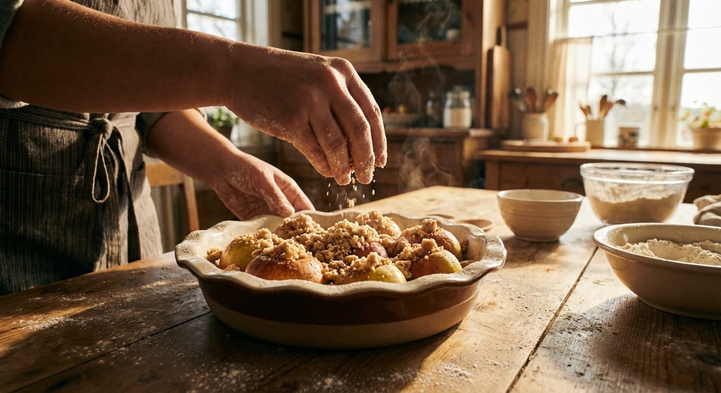 découvrez notre recette express de crumble pommes-cannelle, un délicieux retour en enfance prêt en seulement 10 minutes pour un dessert gourmand et réconfortant.