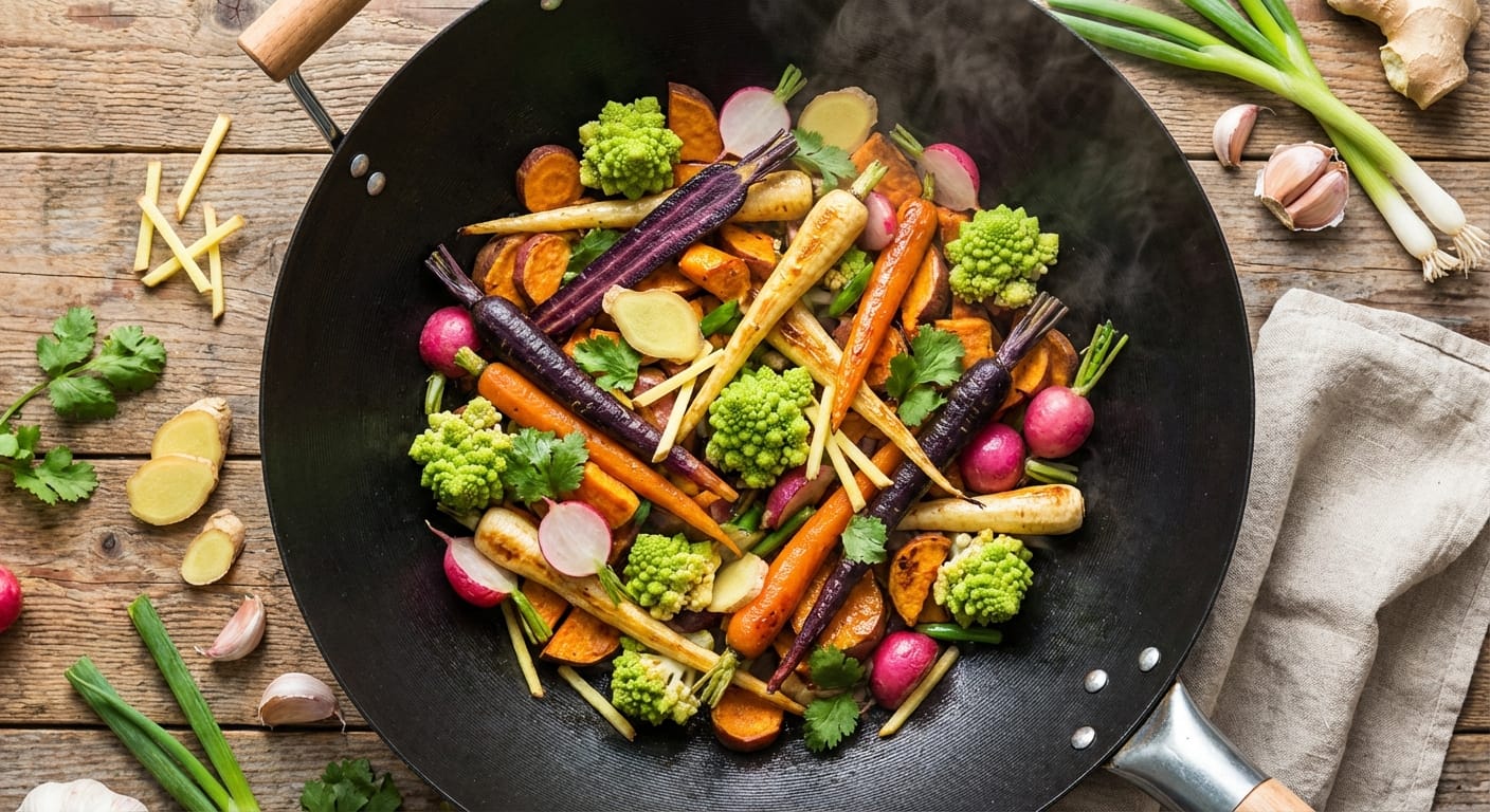 savourez une poêlée de légumes croquants au gingembre, une recette simple et pleine de saveurs pour des dîners sains et originaux.