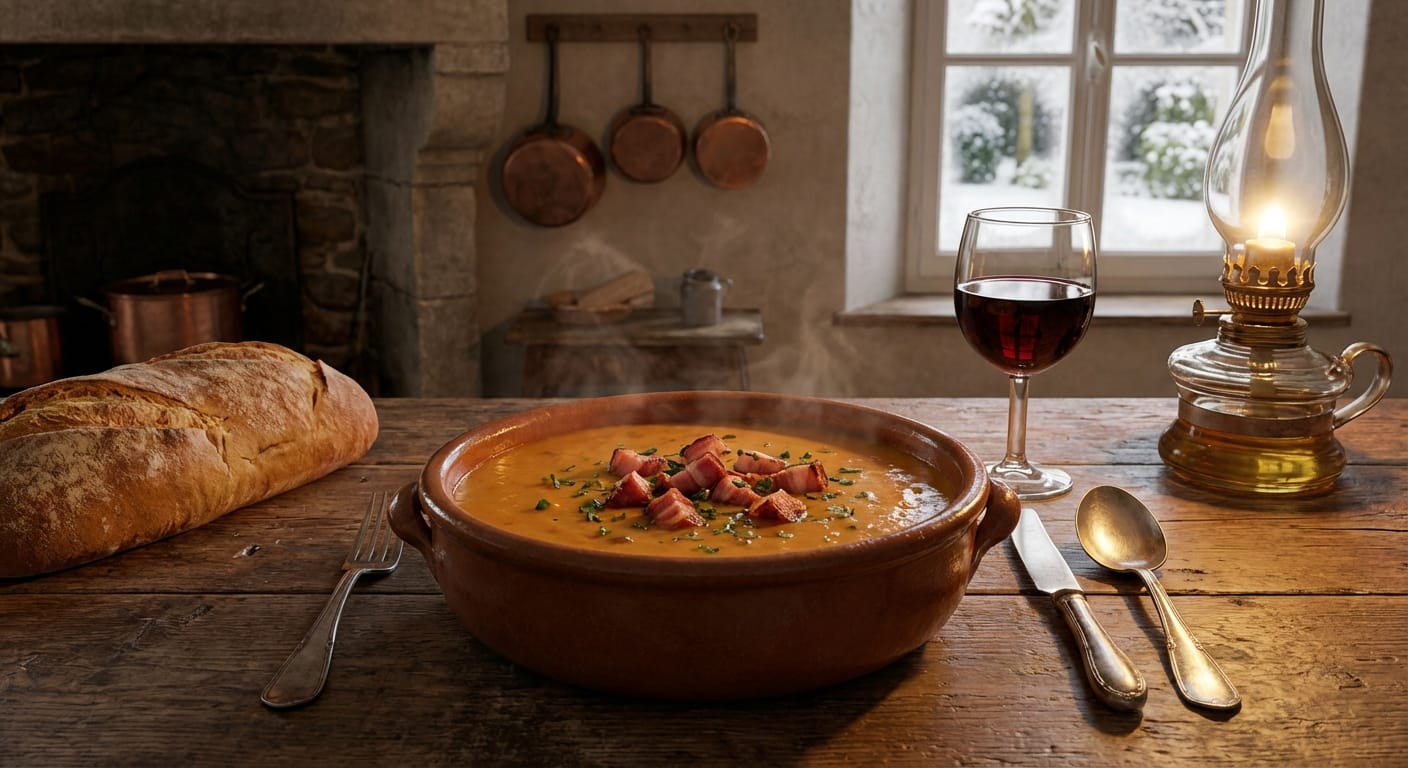savourez notre recette du potage brighton au lard fumé, une soupe réconfortante et chaleureuse parfaite pour les journées froides.