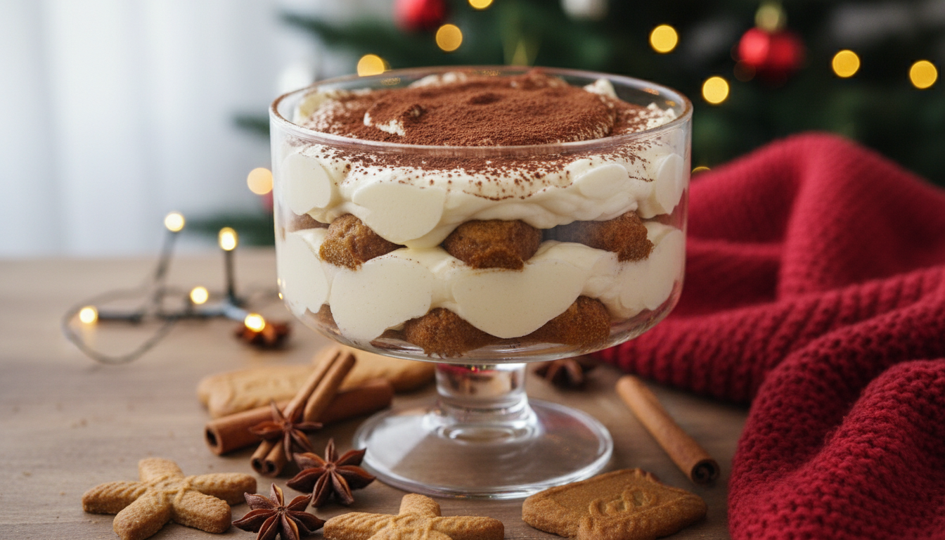 savourez un tiramisu de noël fondant et sans cuisson, alliant spéculoos croquants et mascarpone onctueux, pour une douceur irrésistible à partager en famille.