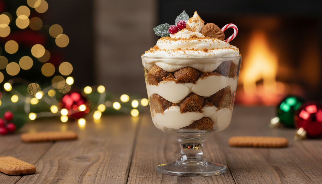 savourez notre tiramisu de noël fondant sans cuisson, alliant spéculoos croquants et mascarpone crémeux pour une douceur irrésistible et facile à préparer.