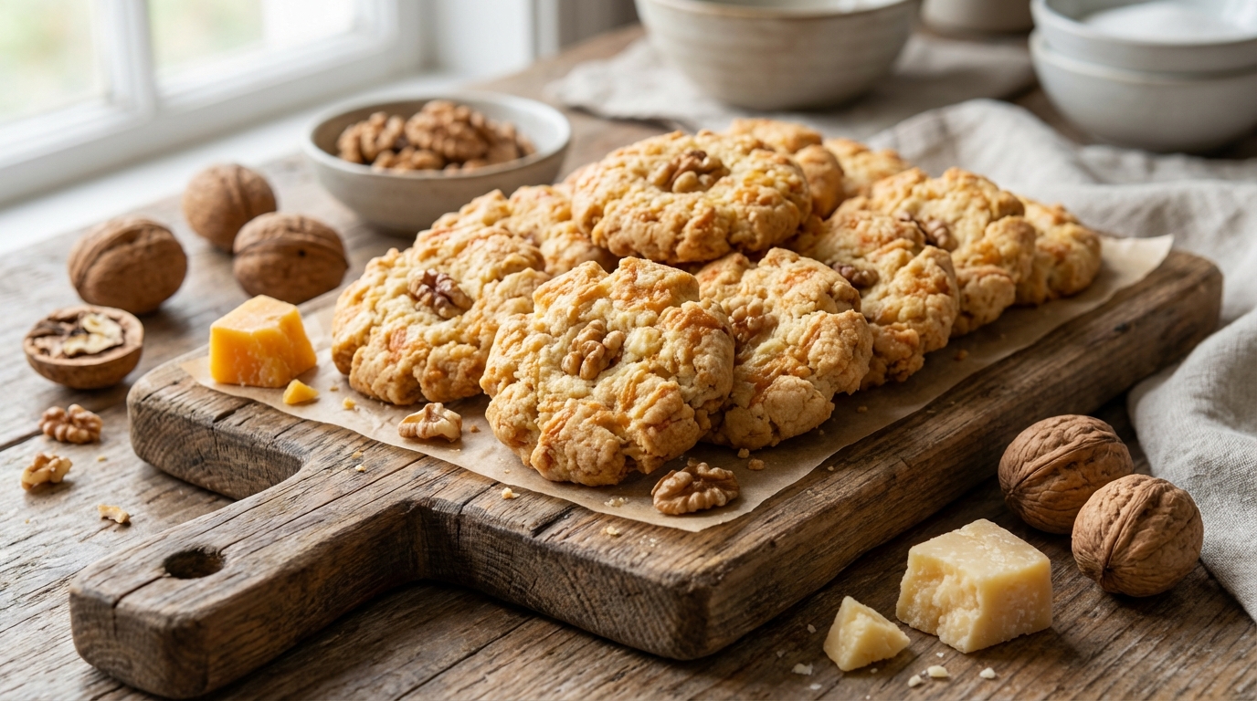 découvrez notre recette simple et irrésistible de sablés au fromage et aux noix, pour un délice croustillant à savourer à tout moment.