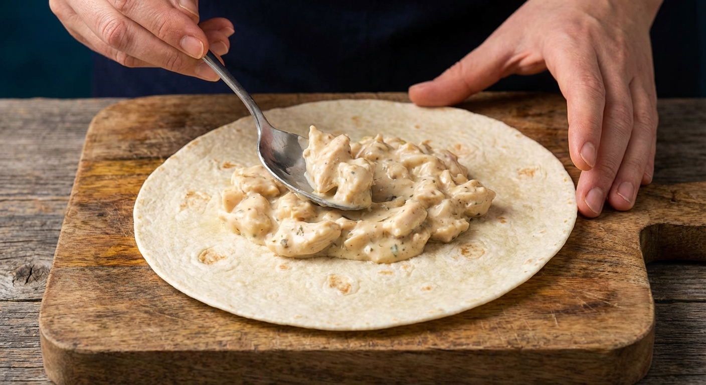 découvrez notre recette facile et gourmande de tortillas garnies au poulet tendre et fromage frais crémeux, un délice parfait pour un repas savoureux et rapide à préparer.