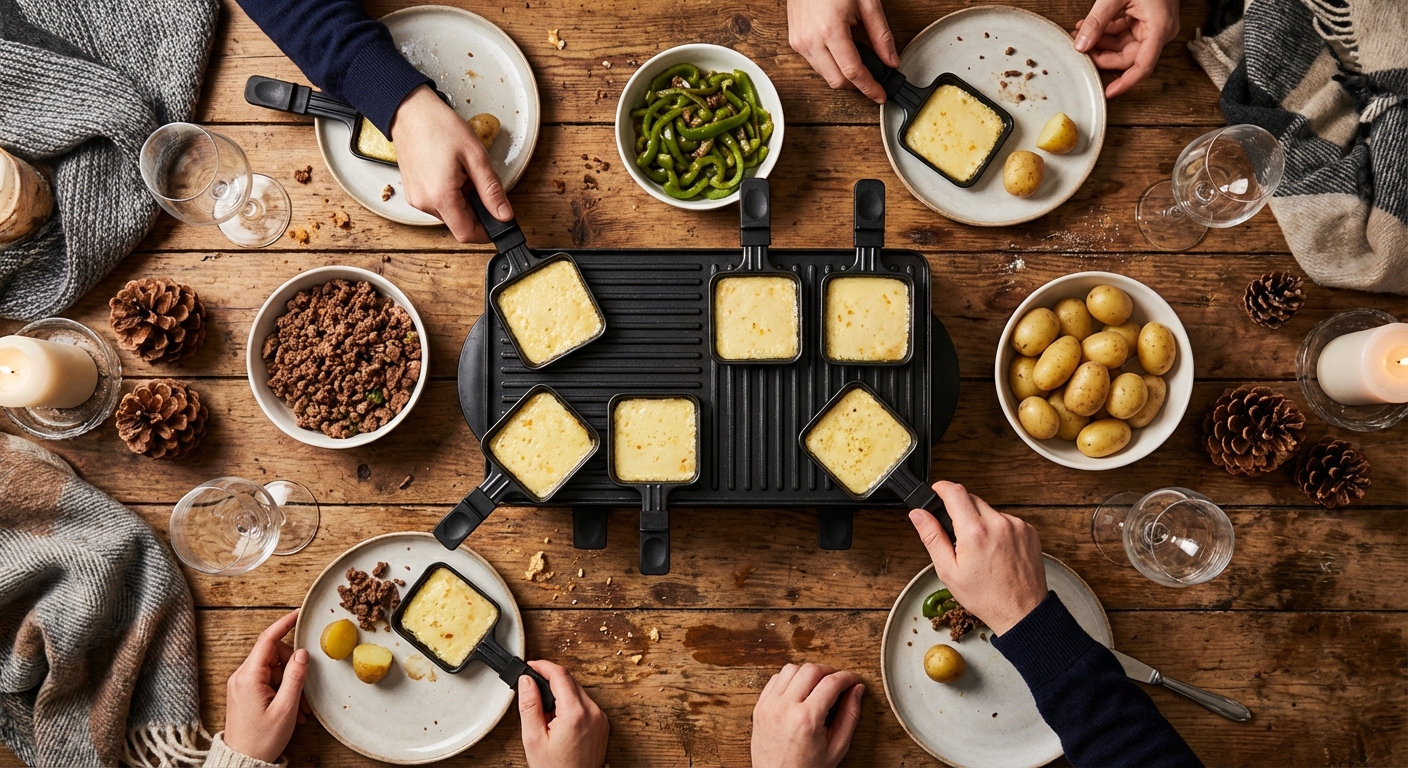 savourez une raclette généreuse au steak haché et poivron vert, une délicieuse combinaison fondante qui ravira vos papilles et réchauffera vos repas.