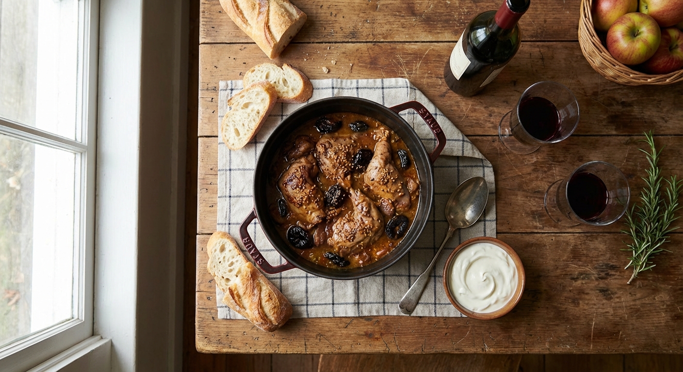découvrez notre recette légère et gourmande de délice fondant de lapin aux pruneaux et moutarde, parfaite pour un repas savoureux et raffiné.
