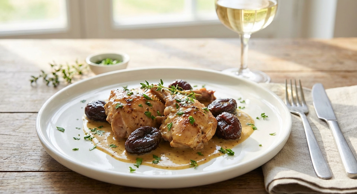 découvrez notre recette légère et gourmande de délice fondant de lapin aux pruneaux et moutarde, parfaite pour un repas savoureux et équilibré.