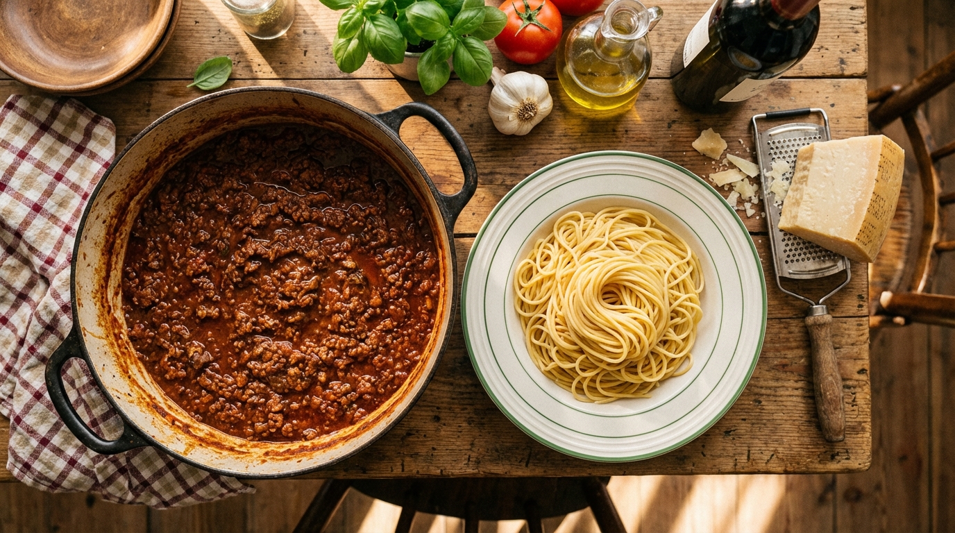 savourez un authentique délice italien avec nos spaghetti bolognaise généreusement nappés de fromage râpé traditionnel, pour un repas riche en saveurs et en convivialité.