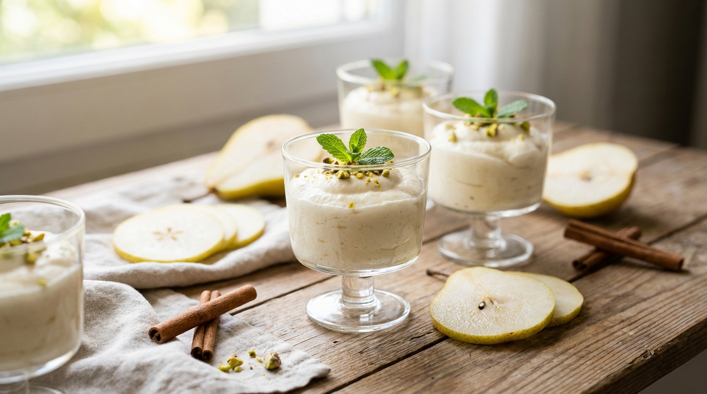 découvrez notre recette simple et gourmande de mousse légère à la poire, un délice fruité parfait pour une pause douceur raffinée.