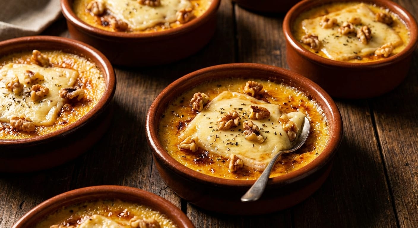 découvrez la recette irrésistible de la crème brûlée au maroilles et éclats de noix, un délice sucré-salé qui ravira vos papilles et surprendra vos invités.