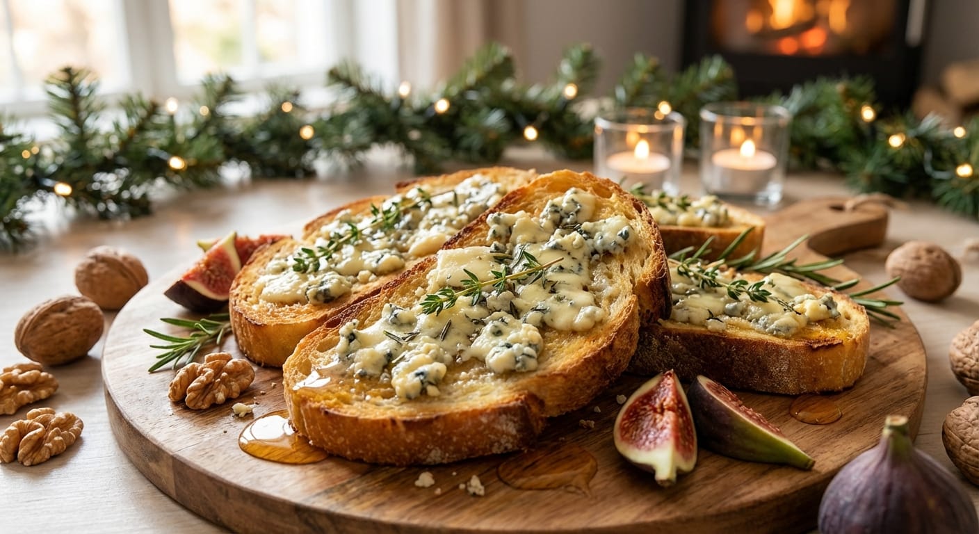 découvrez notre recette festive et gourmande de toasts au fromage bleu, parfaite pour régaler vos invités lors de vos occasions spéciales.