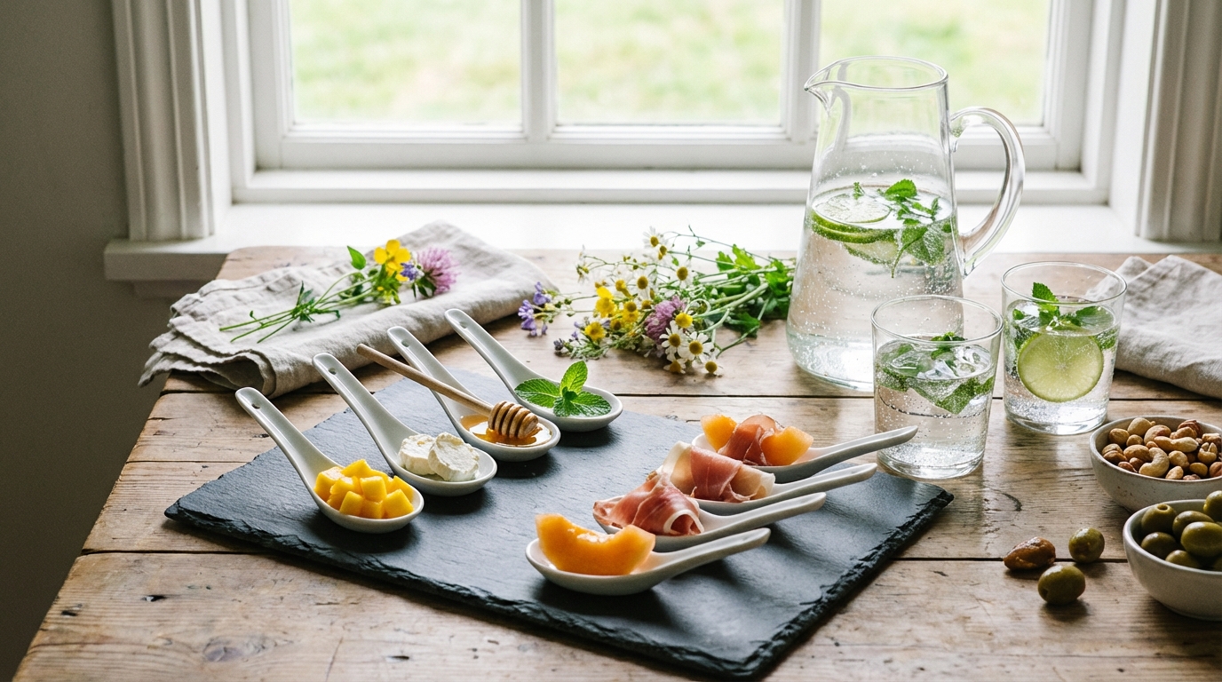 découvrez l'alliance parfaite du sucré et du salé avec nos cuillères de mangue rôtie au miel et fromage frais, une entrée gourmande et raffinée pour toutes les occasions.
