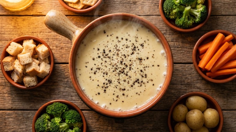 savourez une délicieuse fondue aux poivres, l'apéritif parfait pour éveiller vos papilles avec ses saveurs riches et épicées. idéal pour partager un moment convivial et gourmand.