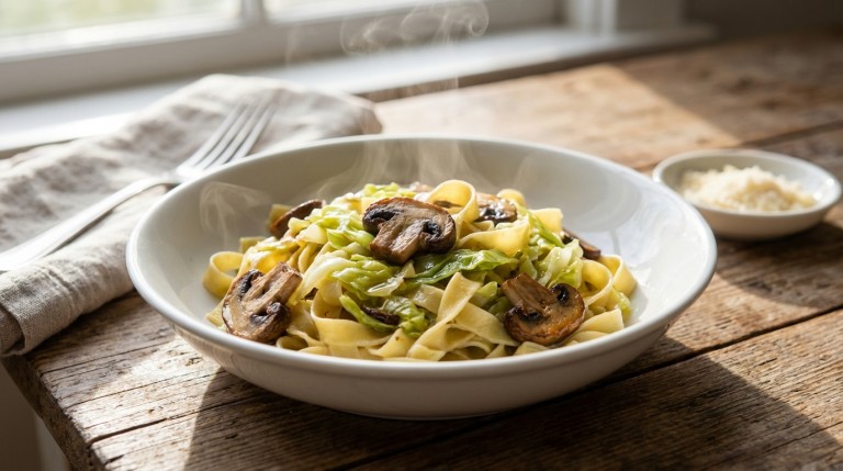 découvrez une recette simple et saine de poêlée légère de pâtes au chou et champignons, alliant saveurs délicieuses et bienfaits nutritionnels pour un repas gourmand et équilibré.