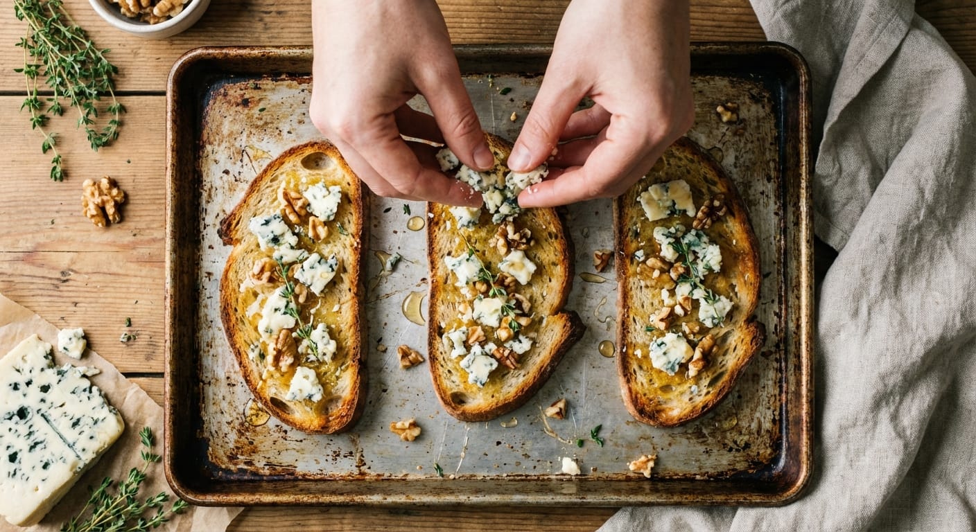 découvrez notre recette gourmande et raffinée de toasts au fromage bleu et œufs de caille, parfaite pour un repas savoureux et élégant.