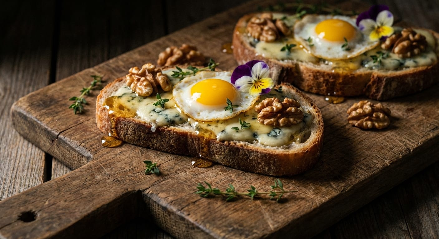 découvrez notre recette gourmande et raffinée de toasts au fromage bleu et œufs de caille, parfaite pour un brunch ou une entrée savoureuse.