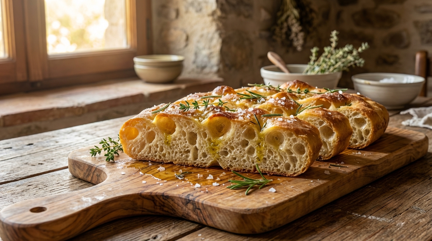 découvrez une recette facile et gourmande de focaccia aérienne parfumée au thym et romarin, idéale pour toutes vos occasions.