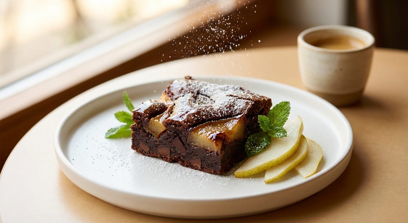 découvrez notre brownie poire-chocolat revisité, une douceur légère et gourmande qui apporte une touche raffinée et originale au classique incontournable.
