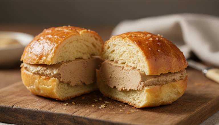 découvrez une brioche dorée et fondante garnie de foie gras, une délicieuse tentation gourmande à savourer sans attendre.