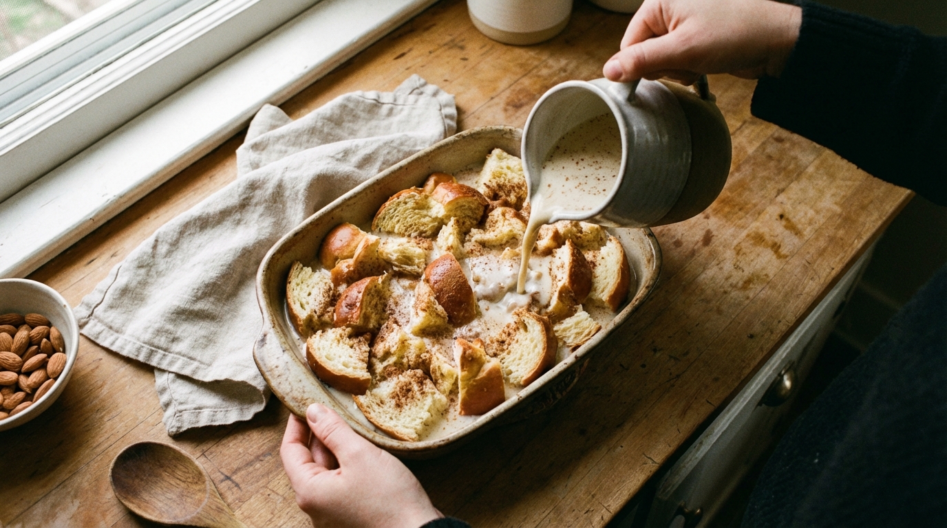 découvrez notre recette simple et rapide de pudding au pain aérien, idéale pour un dessert gourmand à préparer tous les jours avec des ingrédients faciles.