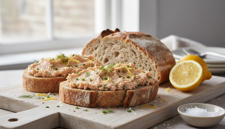 savourez des rillettes de saumon fraîches au zeste de citron, un apéritif chic, léger et rapide à préparer qui ravira vos invités.