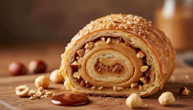 découvrez le roulé praliné-noisettes au cœur ultra croustillant, la gourmandise irrésistible qui fait sensation sur la toile et éveille vos papilles avec une explosion de saveurs.