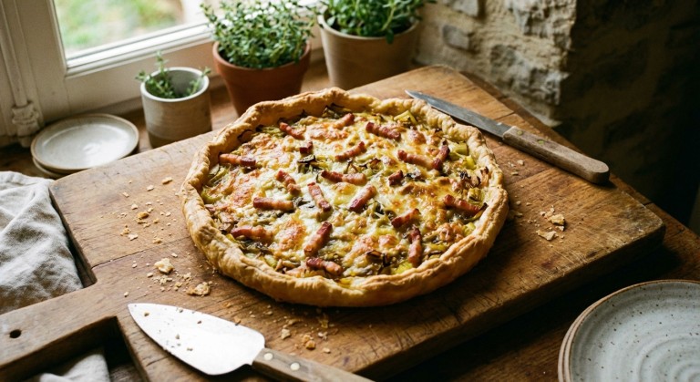 découvrez notre recette simple et gourmande de tarte aux poireaux, fromage fondant et bacon croustillant, parfaite pour un repas savoureux et facile à préparer.