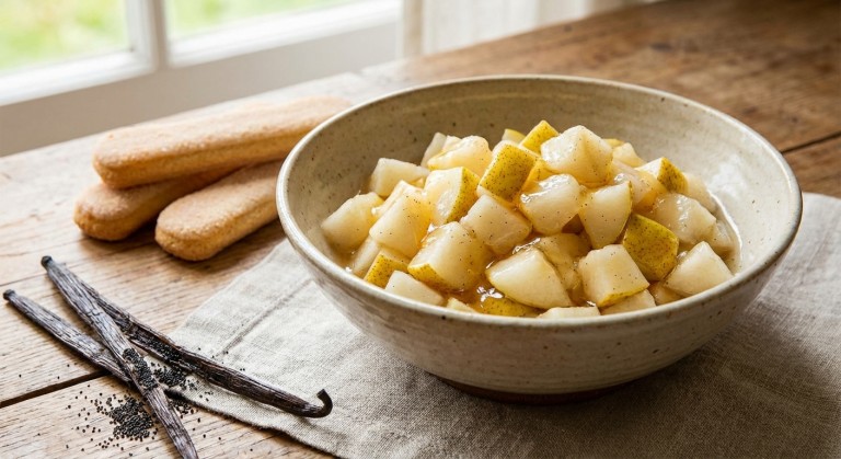 découvrez notre recette facile de tiramisu poire-vanille, un dessert doux et aromatique sans cuisson, parfait pour une pause gourmande et rafraîchissante.
