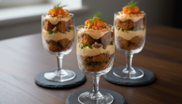découvrez notre recette originale de tiramisu salé aux carottes et mascarpone onctueux, une entrée festive parfaite pour sublimer vos repas de noël avec saveur et élégance.