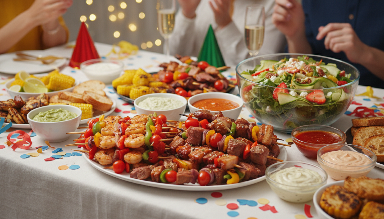 découvrez un trio surprenant de brochettes crevettes, canard et porc qui transforme l’apéro des fêtes en un moment gourmand et inédit.