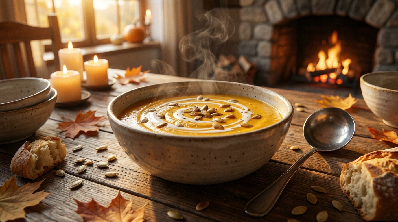 découvrez notre recette de velouté de potimarron, un plat chaud et crémeux parfait pour réconforter toute la famille lors des journées fraîches.