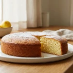 Gâteau moelleux au citron sur une assiette blanche