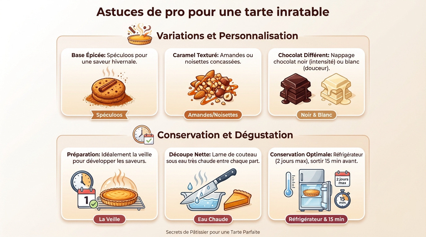 Tarte au Daim maison avec nappage chocolat brillant et éclats de caramel