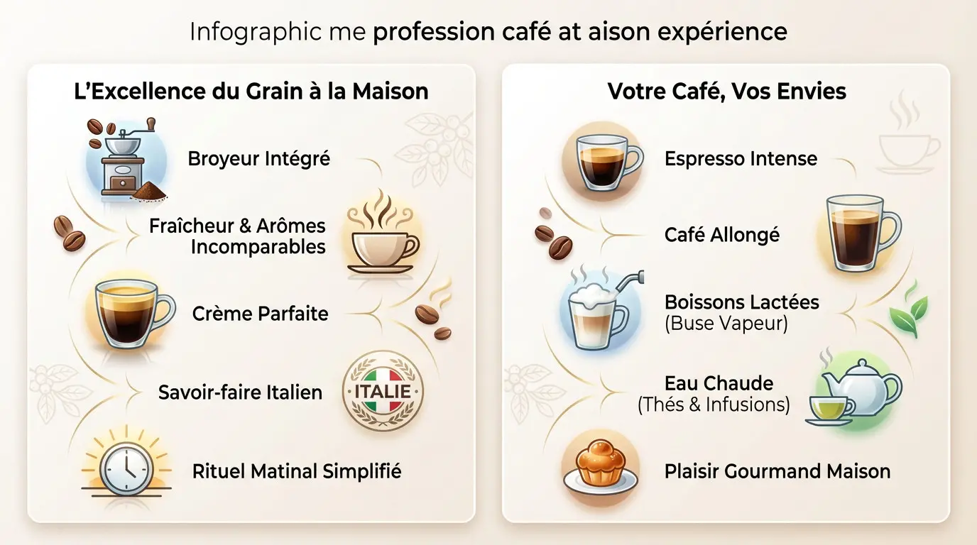 Machine à café expresso broyeur DeLonghi Magnifica Start préparant un café de qualité barista à domicile