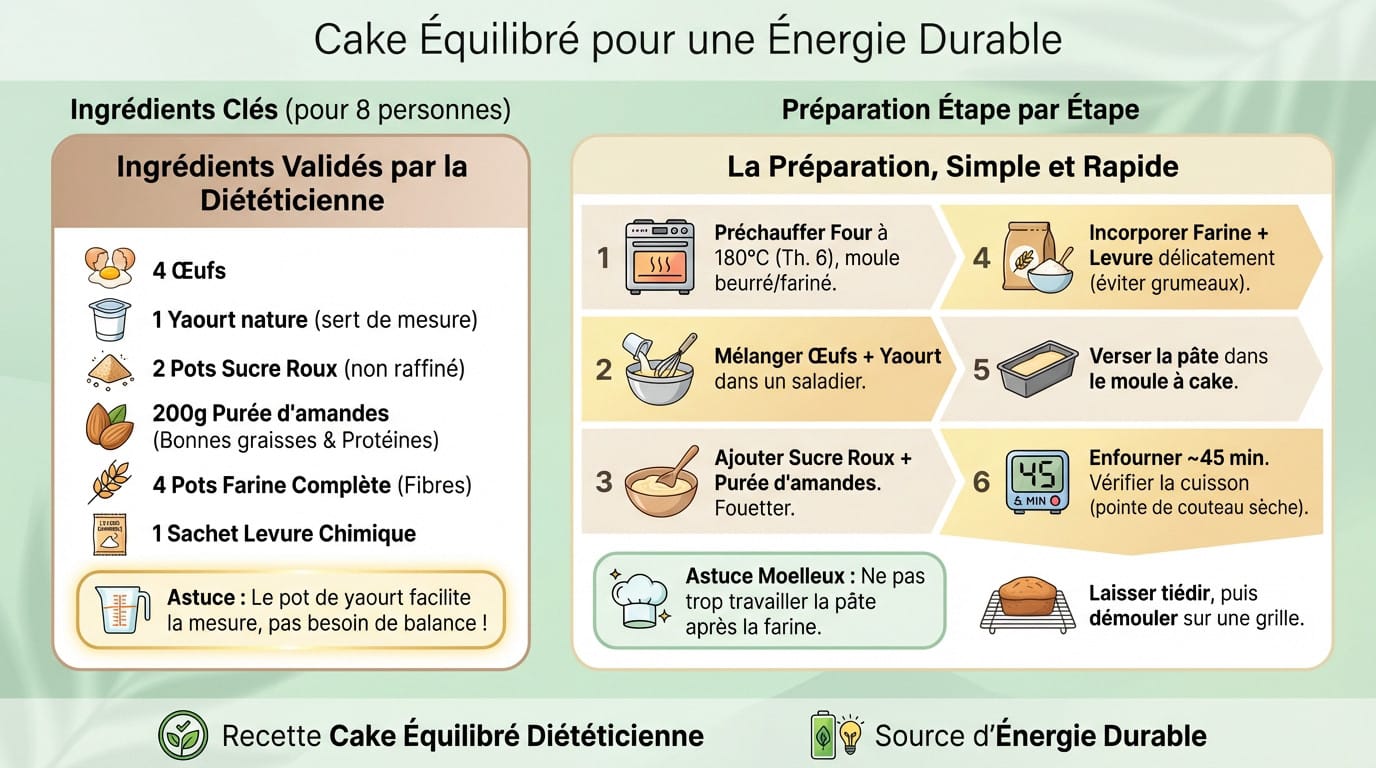 Cake maison équilibré aux amandes et farine complète, texture moelleuse