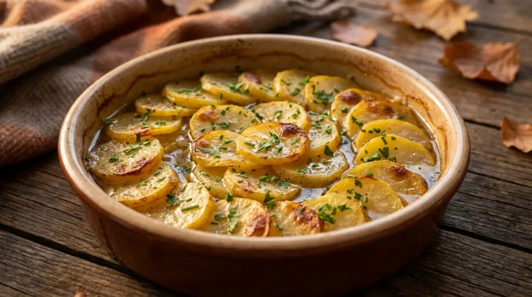 Gratin de pommes de terre doré et persillé
