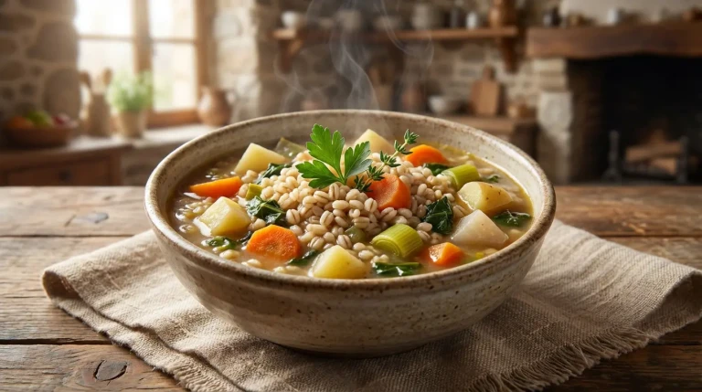 Soupe chaude aux légumes et grains d’orge