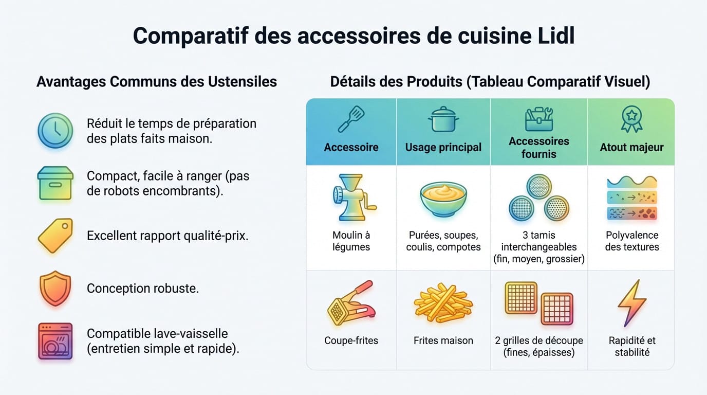 Comparatif moulin à légumes et coupe-frites Ernesto Lidl pour cuisine maison